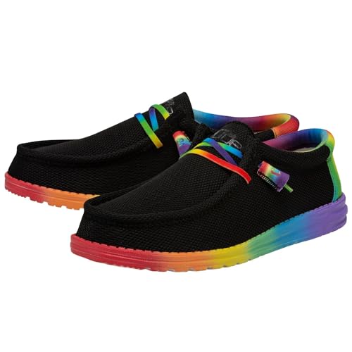 HEYDUDE Men's Wally Stretch Pride Size 11 | Men’s Shoes | Men's Lace Up Loafers | Comfortable & Light-Weight