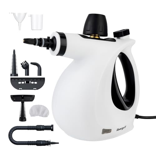 Ibergrif Nettoyeur Vapeur Portatif, 1050W avec 9 Accessoires, 3 Bar Haute Pression, Solution Sans Produits Chimiques, pour Canapé, Cuisine, Joints et Vitres,...