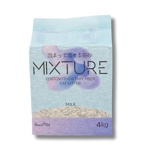 【猫トイレ用 香り付き猫砂】固まって 流せる 猫砂 MIXTURE 4kg 選べる3つの香り|トイレに流せる ネコスナ ネコ砂 猫用 香り フレグランス 天然素材 消臭 環境にやさしい 臭い消し 匂い消し 固まる 流せる ねこすな (ミルクの香り, 4kg