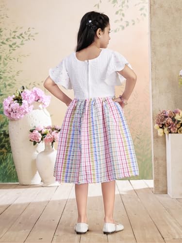Image of Aarika Girls Green Colour Check Cotton Frock