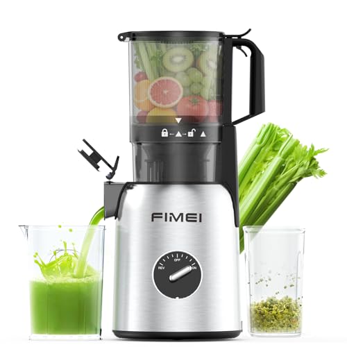 FIMEI Cold Press Juicer Machines, 135MM Large Feeding Chute for Whole Fruits and Vegetables, Automatic 300W Slow Masticating Juicer, High Yield Juice Extractor, BPA-Free