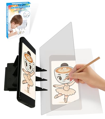 TAKONE Projecteur de dessin pour enfants à partir de 10 ans et adultes – Kit complet de 20,3 cm avec planche à dessin optique et support pour téléphone portable, coffret cadeau, idéal pour apprendre à