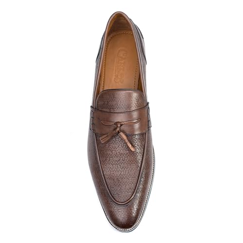 Carlos Santana Slip-on Leather Garcia Tassel Loafers for Men | 100% Leather Fabric | Cushioned Footbed | with Embossed Print on The Calfskin Leather4