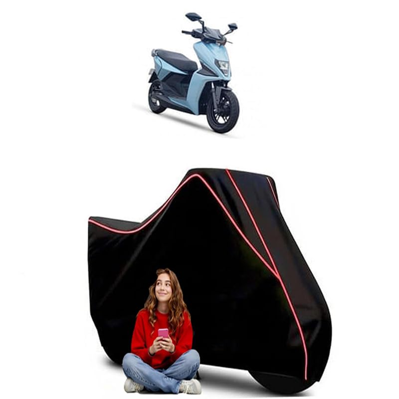 Image of 450s Electric Scooty Bike Cover Water Resistant Outdoor Use Universal Fit Scooters Motorcycles Heavy Duty UV Protection Dust Rain Scratch Resistant Elastic Bottom Black Blue Piping