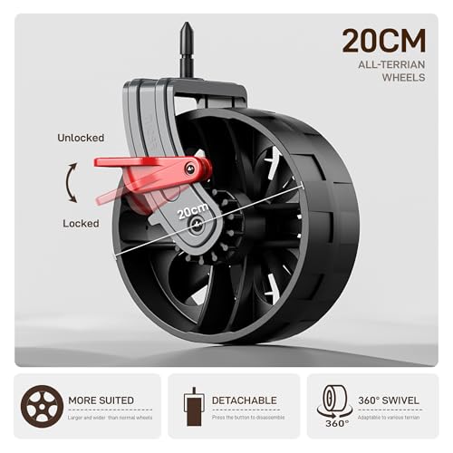 Miniatura 3 de Ever Advanced Carro Playe De Festival Carrito Plegable De 228 L Con Ruedas Con Toldo Extraíble, Carrito De Camping Resistente De 150 Kg De Empuje Y Tracción Con 3 Bolsillos Grandes, Carrito De Jardín