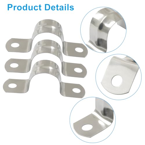 Image of M20 3 /4 inch 304 Stainless Steel Rigid Pipe Strap, 30PCS | Heavy Duty U Bracket, Two Hole Cable Clamps, Secure Pipe, Tube & Wire Installation, Corrosion Resistant
