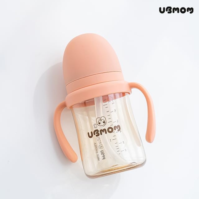 UBMOM No-spill, Backflow prevention Sippy Cup with Straw, PPSU Learner Cup with Handle for Baby and Toddlers, BPA free, 6.76oz (Coral) - Image 2