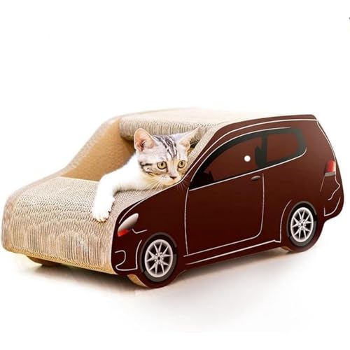Refoya 猫ハウス猫小屋SUV車の形段ボール猫スクラッチボド研削爪猫の爪ねこペット用品猫のおもちゃ ネコファー は小屋 キャットダンボールハウス 猫用爪とぎ ペットハウス 通気 爪とぎ兼ベッド 猫箱 猫の爪とぎおもちゃ猫のペット用品 (ブラウン)