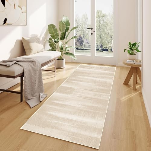 Alfombra de pasillo 150x210 cm beige moderna para salón y entrada 3