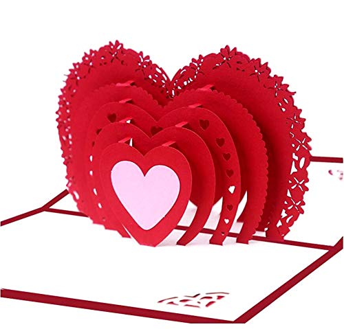 Toshine Handmade Pop Up Card Mother's Day Card Heart Card Greeting Card For Anniversary Romance Card For Wife Husband Mother Fathrer Birthday Wedding #TOP3