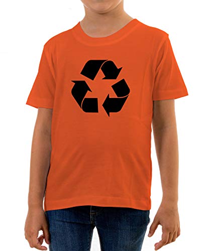 Reality Glitch Recycling Symbol Kids T-Shirt (Orange, 9-11 Years)