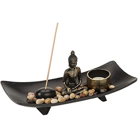 Buddha Kerzenhalter Tabletop Buddha Zen Garten Bronze Vintage Weihrauchbrenner Weihrauchbrenner Tabletop Räucherstäbchenhalter Cover