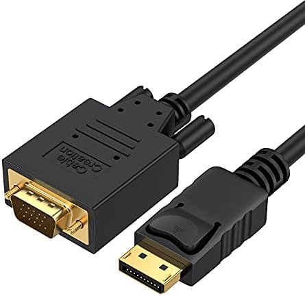 CableCreation Displayport to VGA Cable 6FT, DP to VGA Cable Gold Plated 1080P@60Hz, Standard DP Male to VGA Male Cable, Black Color