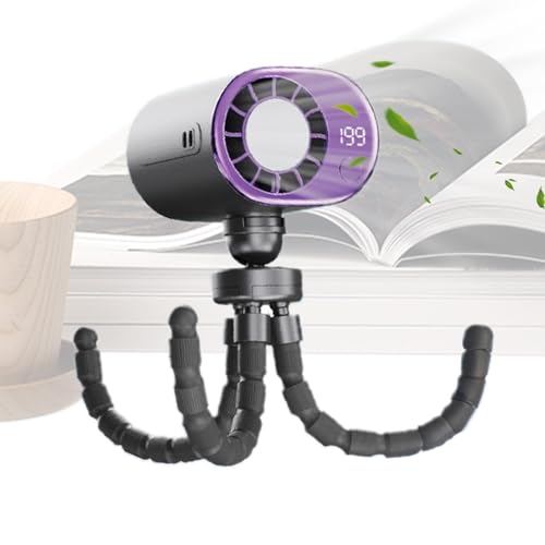 Ventilador de clip recargable portátil con trípode de pulpo y carga tipo C 2