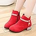 IWIHMIV Toddler Girls Ankle Boots Low Heel Short Fall Booties with Side Zipper Fashion Dress Ankle Booties（Red,2.5