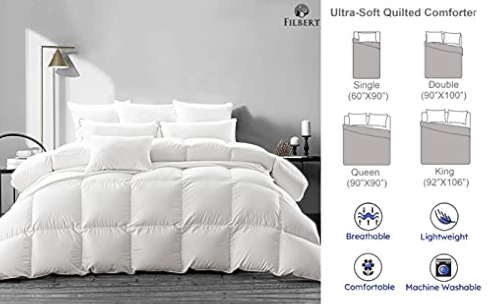 Premium 500 GSM Reversible Comforter in Silver and Beige