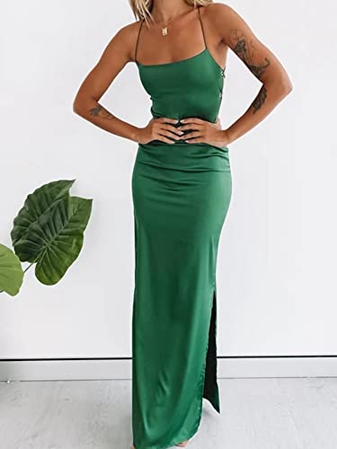 Image of Just Quella Women's Strappy Backless Evening Party Maxi Dress with Slit