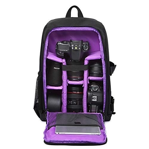 Fotorucksack Wasserdicht SLR Foto Rucksack Kamera Laptop Kamerarucksack Outdoor Sling Spiegelreflex Rucksäcke Camera Bag Backpack Lila