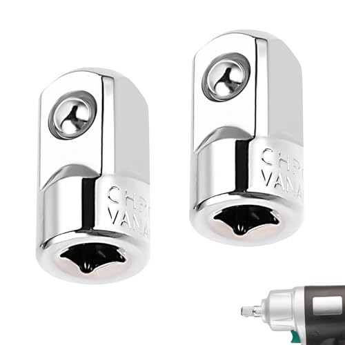 EULAPGOE Stecknussadapter Set 2 Stück 1/4 auf 1/2 Zoll CR-V Stahl verchromt – robuste Stecknuss Verlängerung für Ratsche Handwerk BAU Industrie Heimwerker