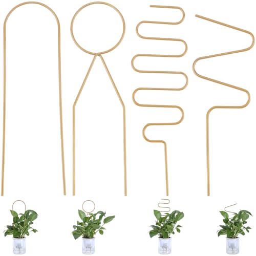 CREATCABIN 4 Pezzo pporto Piante in Metallo Traliccio Piante Rampicanti Piante in Vaso da Giardino Uso Interno Ed Esterno Pothos Edera Junzi Orchidea Albero dei Soldi Tasca Cocco bambù Mini