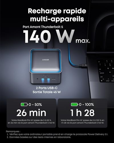 Anker Prime TB5 Docking Station 14 ports max 120 GB/ - vue 7