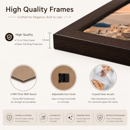 Image of Plastic Rectangular 12x18Inch Photo Frame A3 Size Photo Frame For Wall Artwork /Painting (Brown) (Set of 3)