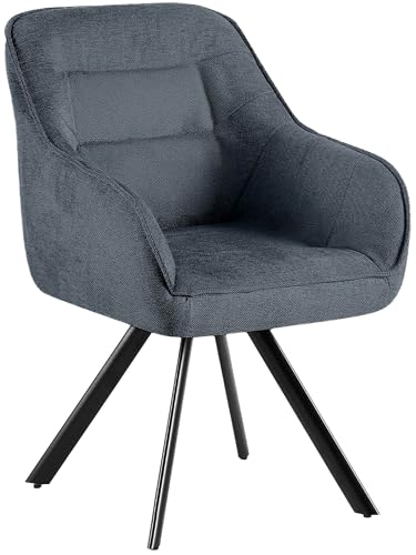 CLP Chaise pivotante Pettuli, Fauteuil pivotant à 180° avec accoudoirs et Dossier, Chaise rembourrée supportant jusqu'à 150 kg, Couleur:Gris foncé,...