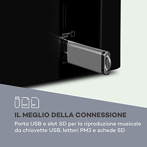 AUNA Areal Touch 5.1 - Sistema di Altoparlanti, Sistema Audio Surround Attivo, 200 Watt max, Subwoofer OneSide Bassreflex, Display touch, Bluetooth, USB, SD, Telecomando icl, Nero