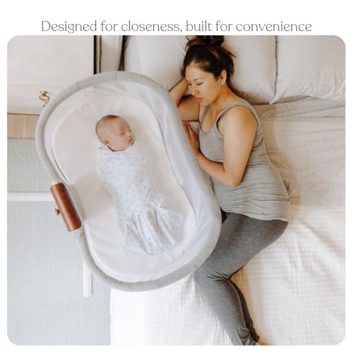 HALO BassiNest Luxe Swivel Sleeper - Over-Bed Baby Bassinet with 360° Rotation, Vibrations, White Noise, and Safe Close-Sleeping Design, Dove Grey Tweed - image 3