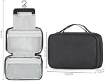 Etercycle Compact Travel Toiletry Bag for Women & Men, Waterproof Hanging Shower Organizer with Hook, Portable Foldable Wash Pouch for Bathroom/Shaving/Camping - Small-Size Space-Saving Design- Black
