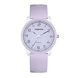 DR+Med Orologio da polso con lancetta dei secondi, movimento giapponese, resistente all'acqua, Viola chiaro, Casual