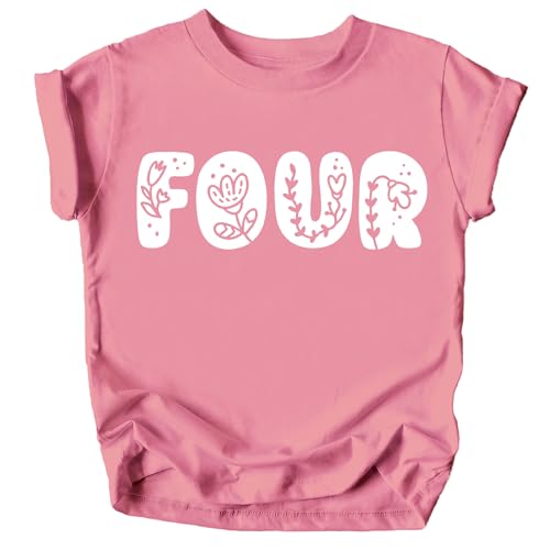 Image of Floral Numbers Ages 1-7 Birthday Girl Shirt for Baby & Toddler Youth Girls