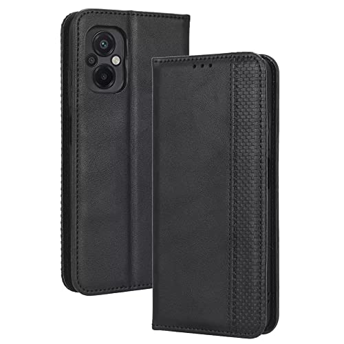 EASSGU Funda para Poco M5 / Poco M4 5G (6.58' Inches) Carcasa con Interruptor Magnético de Cuero PU Flip Folio, [3 Ranuras para Tarjetas] [1 Wallet] Case - Negro