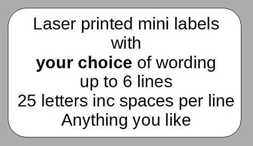 520 eBuyOne Personalised Mini Self-Adhesive Address Labels. Size : 38mm x 21mm Custom Printed in Black on Quality White Self Adhesive Labels / Stickers with up to 6 lines of text of your choice. Free P & P