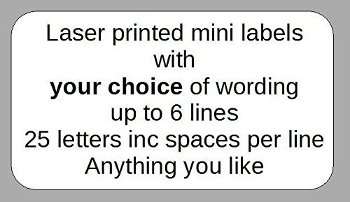 1000 eBuyOne Personalised Mini Self-Adhesive Address Labels. Size : 38mm x 21mm Custom Printed in Black on Quality White Self Adhesive Labels / Stickers with up to 6 lines of text of your choice. Free P & P