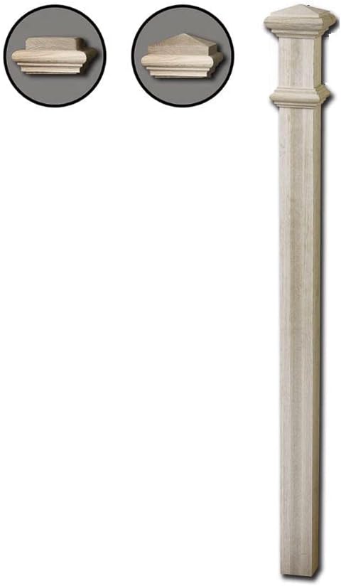 White Oak 4592-PLAIN 3.5 inch Contemporary Style Wood Box Newel Post for Stair Remodeling