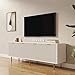 KWOJU Modern Simple TV Cabinet with 2 Big Doors and Shelves for 80 inch Television, Industrial TV Console Table for Living Room,Bedroom (White + MDF)