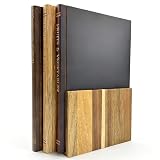 Set di 3 taglieri in legno per cucina (larghezza 33 cm x profondità 23 cm), a forma di libro, con supporto in legno, tagliere da portata per carne, verdure, formaggio e altro