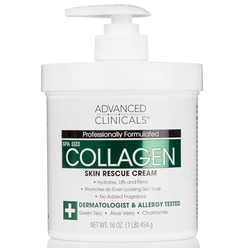 Advanced Clinicals Cream Moisturizer Body Lotion & Face Cream | Dry Skin Rescue Lotion | Skin Tightening Cream | Skin Firming + Tightening Lotion | Body Skin Care Products, 16 Ounce