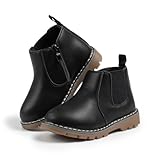 Zoolar Boys Girls High Top Combat Ankle Boots Kids Waterproof PU Leather Fall Boots Winter Warm Snow Outdoor Hiking Shoes Toddler Non Slip Texture Soft Durable Walking Boot