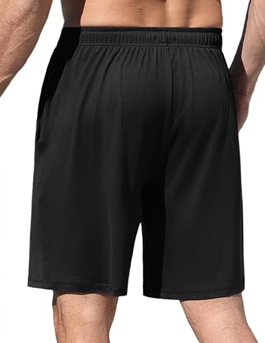 Image of Ekouaer Men's Pajama Shorts Soft Sleepwear Bottoms Elastic Waistband Loungewear Breathable Men Shorts with Pockets