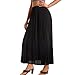 TEERFU Womens Elastic High Waist Long Pleated Skirt Tiered Boho Swing A line Beach Maxi Skirt Black