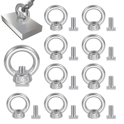 YIMETOP 10 tuercas anulares M6 M6 x 12 mm, tornillos de cabeza de martillo, acero inoxidable, tornillos de anillo, ojales, ojales, acero inoxidable, tuerca ocular, soporte para plantas, rosas de