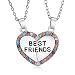 ElOI Best Friend Necklaces Multicolor Heart 2 Piece Gifts for Teen Girls 18 Inch Necklace Set