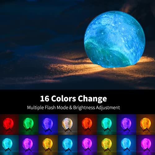 Phyllinos Moon Lamp 3D Galaxy Moon Light 5.9 Inch Kids Night Lights With 16 Colors, Remote Control, Wooden Stand, Galaxy Lava Lamp For Kids Girls Boys Teens Birthday Gifts #TOP1