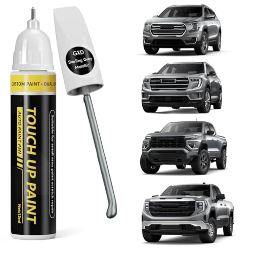 Pholeon (Sterling Gray Metallic (GXD) Car Touch Up Paint for GMC, Car Paint Scratch Repair Kit, Quick & Easy Solution, 2 in 1 Scratch Remover Pen with Color-Matched