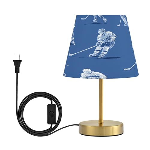 Vozoza Hockey Players Blue Dimmable Table Lamp Night Light Bedroom Lamps for Nightstand Living Room Dorm Home Office Desk LED Bulb Included S