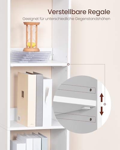 Hzuaneri Bücherregal, 6-Tier Bücherschrank, Würfelregal, Modernes offenes Regal aus Holz, Aufbewahrungsregale und Präsentationsregale für Wohnzimmer, Home Office, Schlafzimmer, Weiß BC09603X