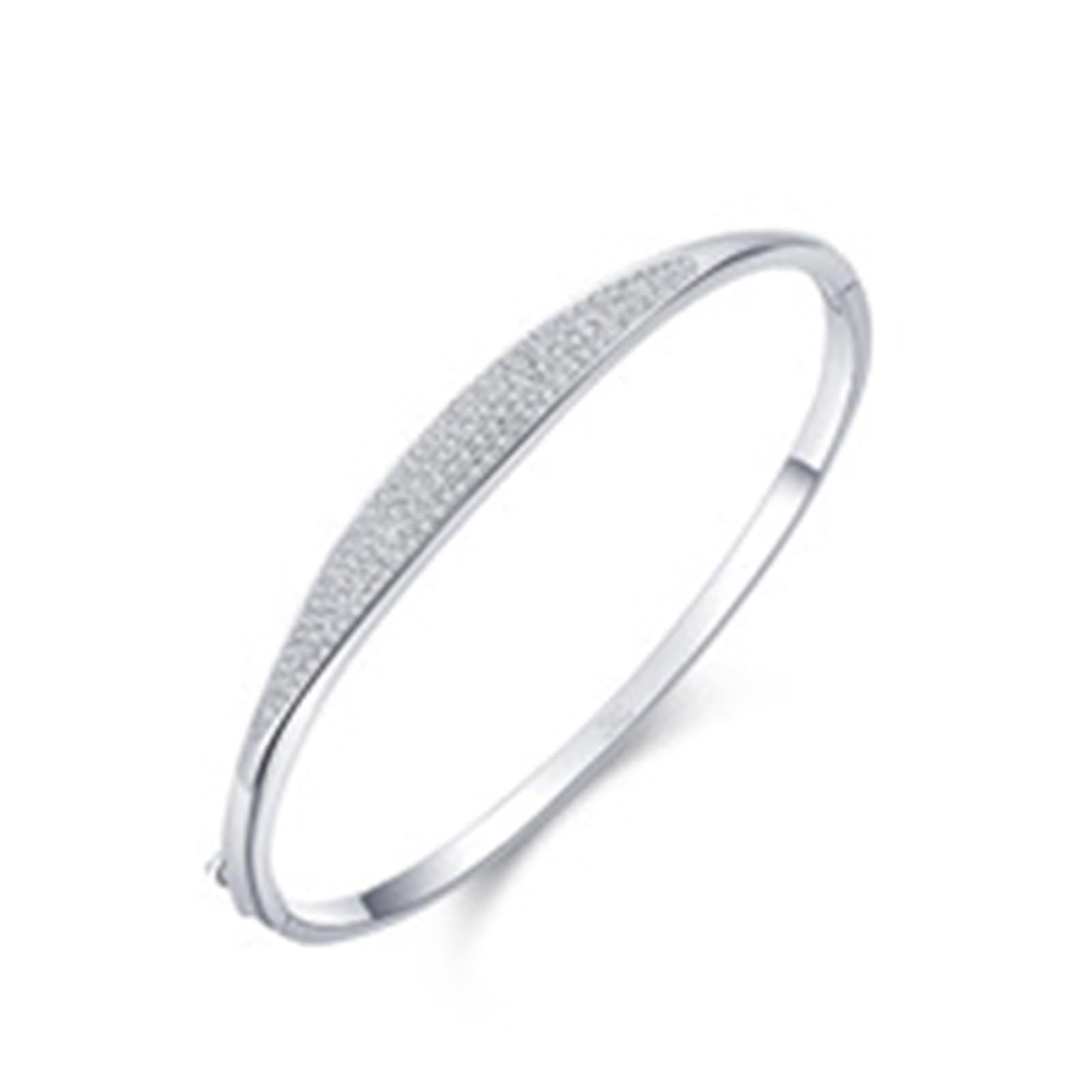 Pulseras de joyería para mujer, pulsera geométrica de plata con forma redonda, diamante creado en laboratorio Pt950 y oro blanco