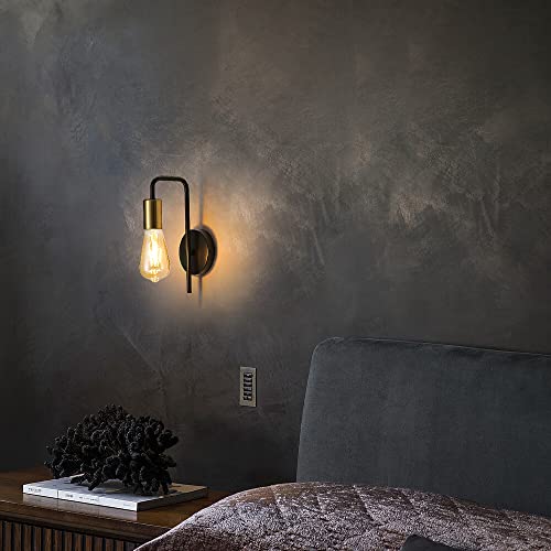 Osairous Apliques de Pared 2 Packs, Lámpara de Pared Industria Vintage, Lámpara de Hierro Retro Negro para Interior Pasillos Sótanos Bares, IP20, E27, Max 40W, Sin bombilla - imagen 3